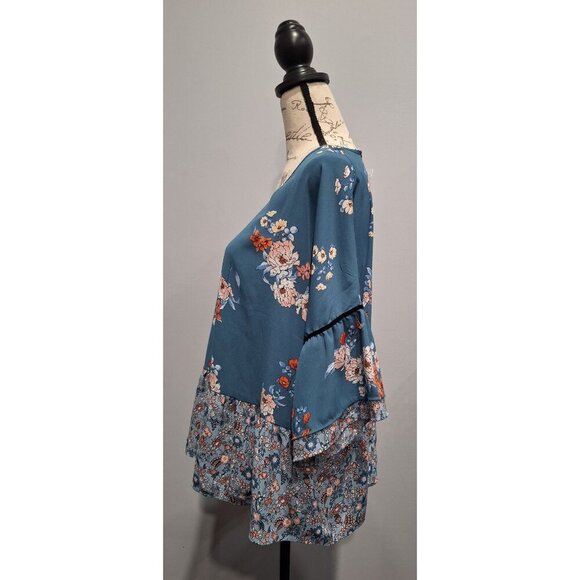 NEW Pink Rose Floral Patterned 3/4 Sleeve Blouse-Sz. XL - Picture 3 of 7